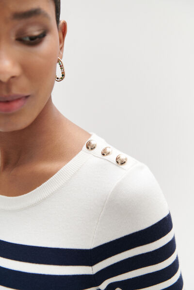 Robe pull oceane façon marinière bleu marine femme