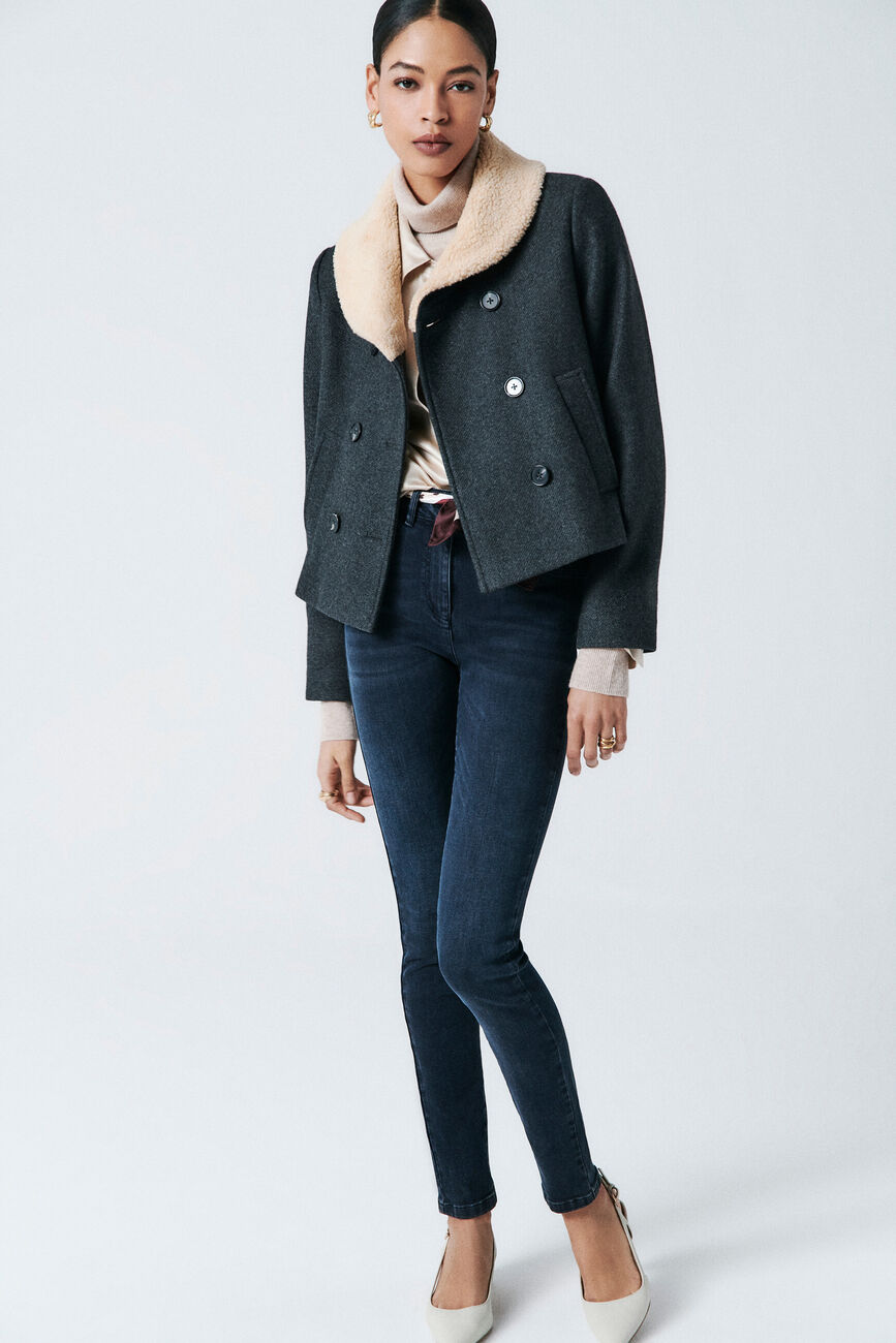 Manteau maviateur gris fonce femme