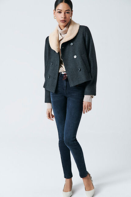 Manteau maviateur gris fonce femme