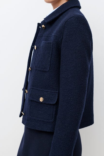 Jas vminatalaine 100% wol marineblauw vrouw