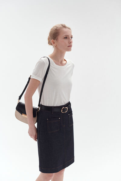 jupe enora denim double stone femme