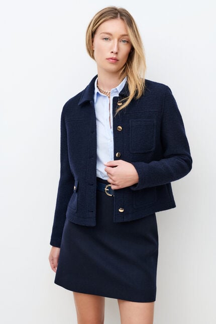 Jacke vminatalaine aus 100 % Wolle marineblau damen