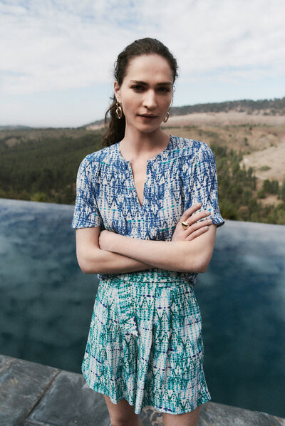 Blusa tie and dye azul mujer