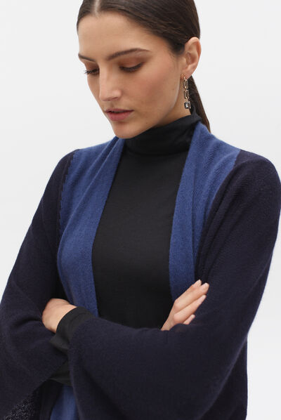 poncho charles b 100% cachemire bleu marine femme