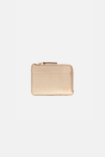 Porte-cartes stanley2 en cuir naturel couleur or femme