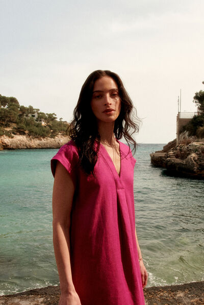 robe mirabelle 100% lin violet femme