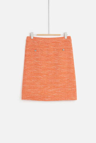 Jupe mag en tweed orange femme