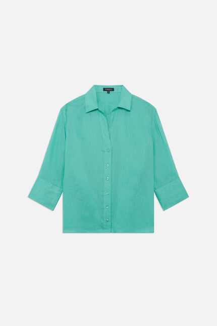 Hemdbluse Coraline 100% Leinen minzgrün damen