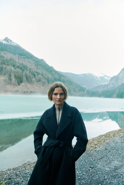 Manteau grant noir femme