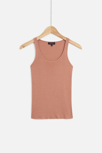 Débardeur louis fils lurex vieux rose femme