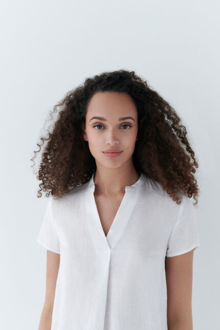 Bluse Kat 100 % Leinen weiss damen