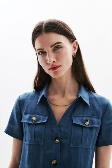robe laure 100% lin denim stone femme