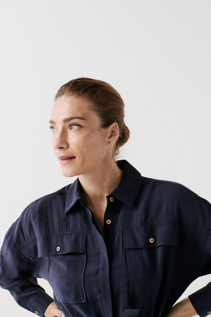 Combinaison carmin bleu marine femme