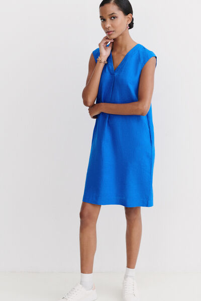 robe pamela 100% lin bleu electrique femme