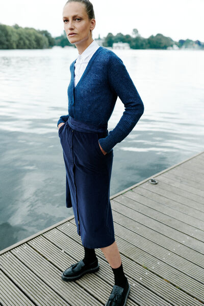 jupe lucia velours bleu marine femme
