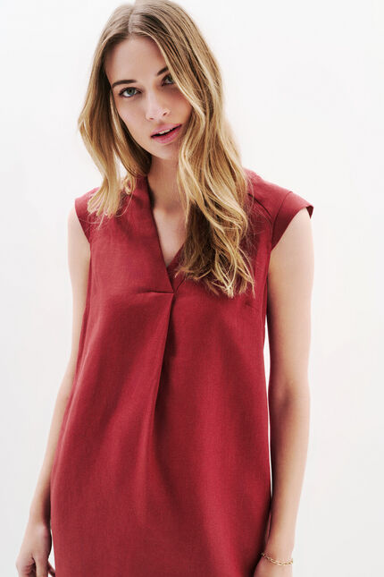 robe pamela 100% lin bordeaux femme