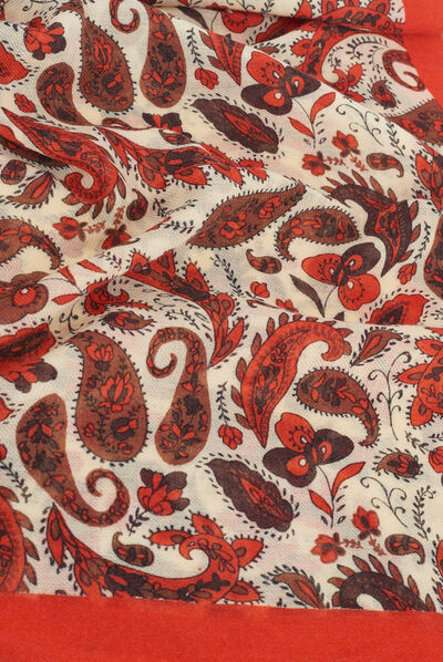 foulard loua 100% laine orange femme