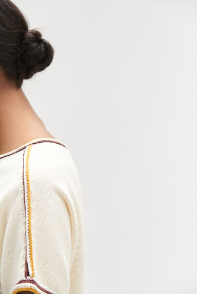 Pull maxine à détails tressés ivoire femme