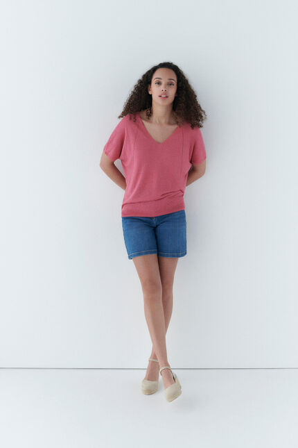 Pull milana 100% lin rouge fonce femme