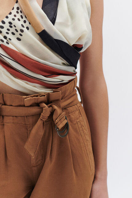 pantalon terra orange fonce femme