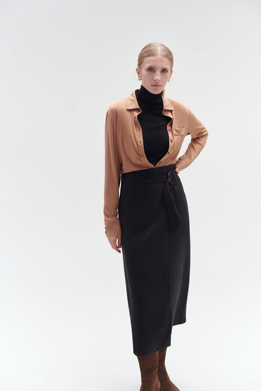 Jupe portefeuille elica noir femme