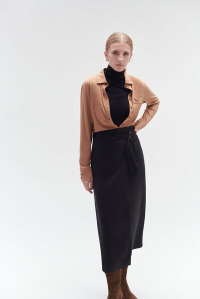 Jupe portefeuille elica noir femme