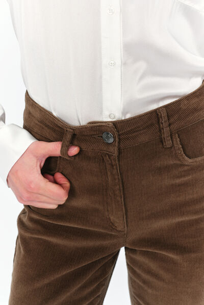 Fluwelen broek Chicago taupe vrouw