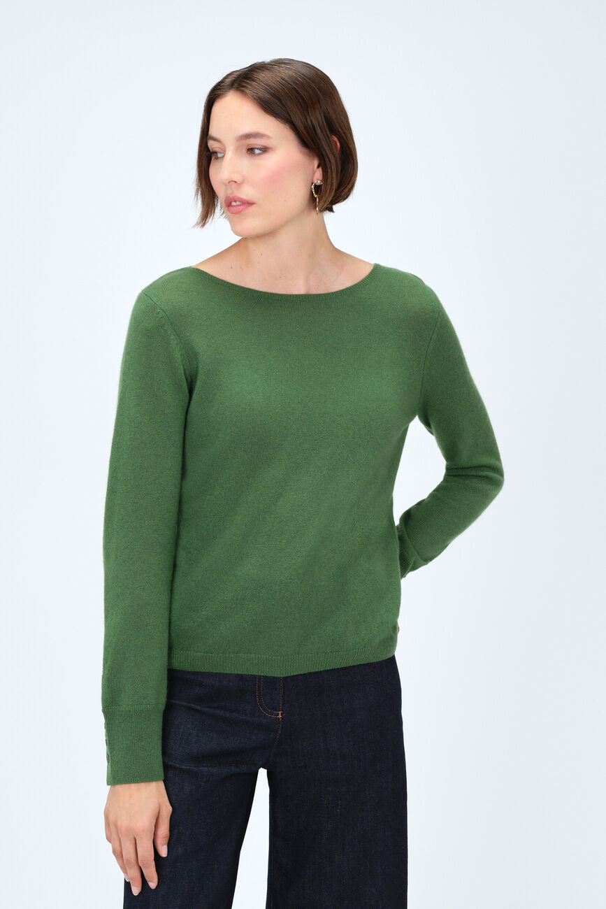 Pull mzoan 100% cachemire vert femme