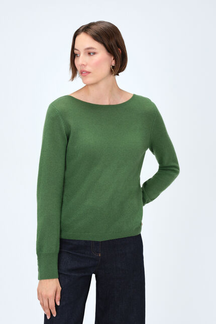 Pull mzoan 100% cachemire vert femme
