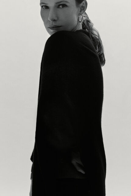 poncho baltimore 100% cachemire noir femme
