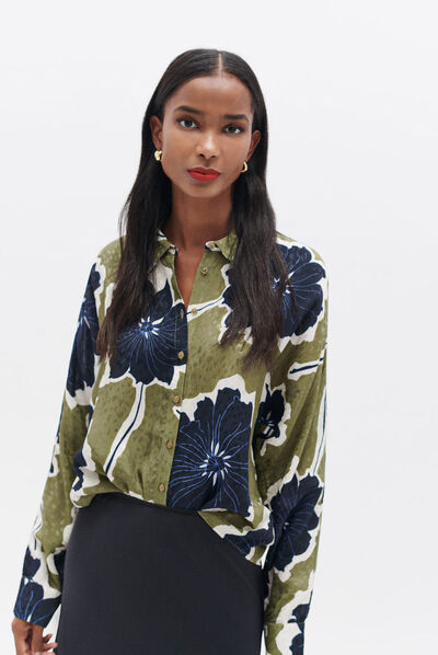 Camisa calma verde claro mulher