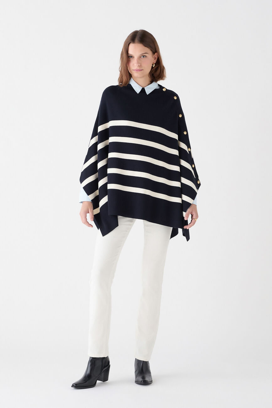 Poncho Helvirane bleu marine femme