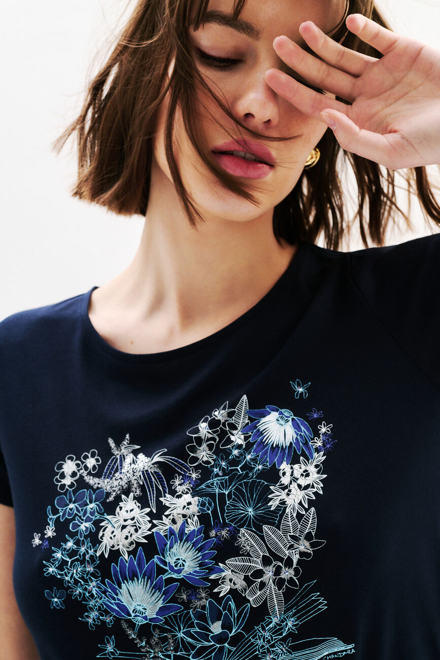 T-shirt Toutes à l'école Taxime Book bleu marine femme