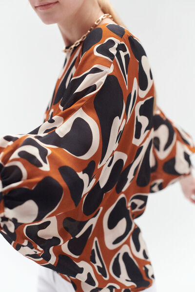 Blusa Marie Lou marrone cognac donna