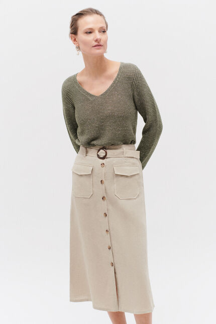 100% linnen rok Agnes taupe vrouw