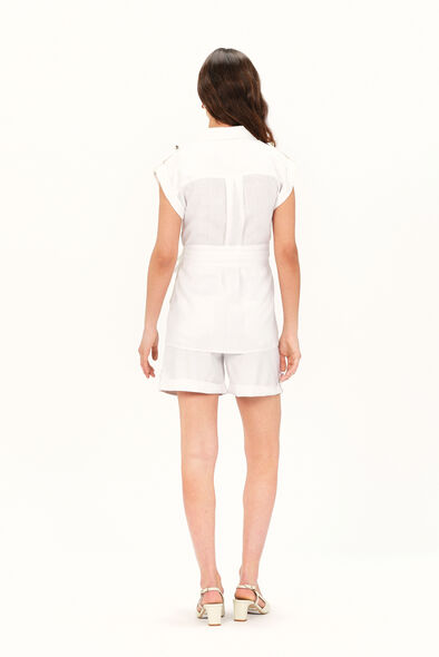 chemise calison 100 lin blanc femme Chemise calison 100% lin blanc femme