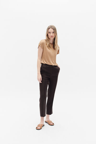 pantalon randy marron fonce femme