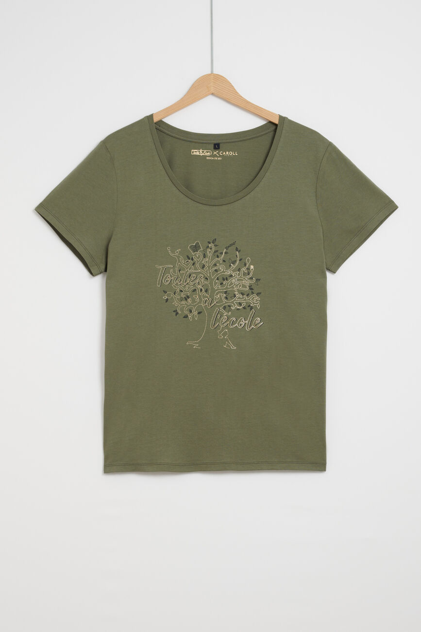 t-shirt nessa vert kaki femme