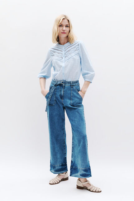 Pantalon Positani denim baby bleu femme