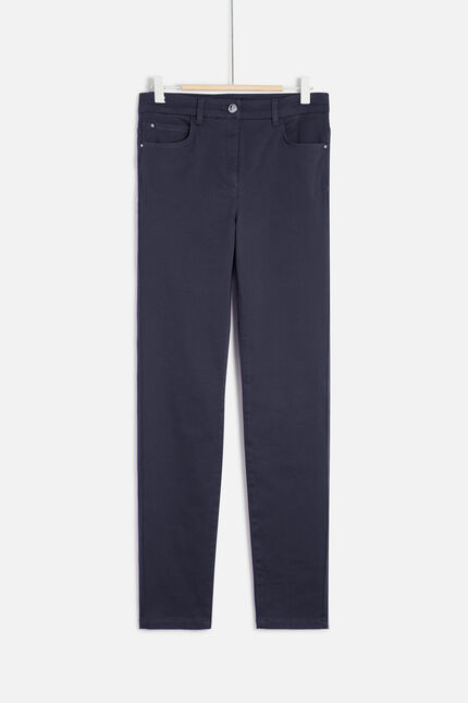 pantaloni tony effetto spalmato blu navy donna