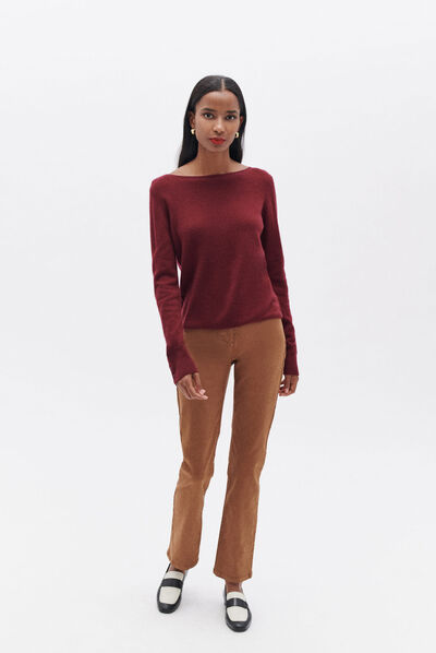 Pull mzoan bordeaux femme