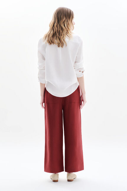 Pantalon pandi 100% lin bordeaux femme