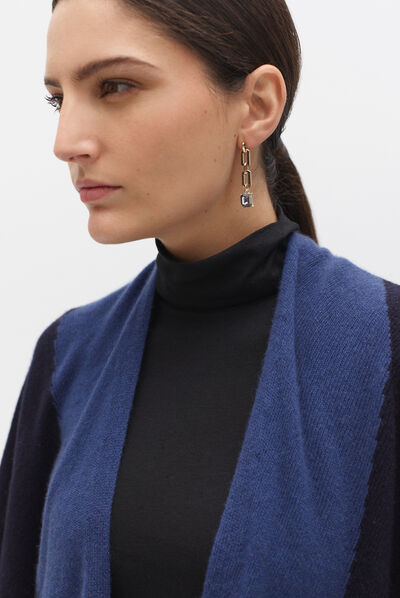 poncho charles b 100% cachemire bleu marine femme