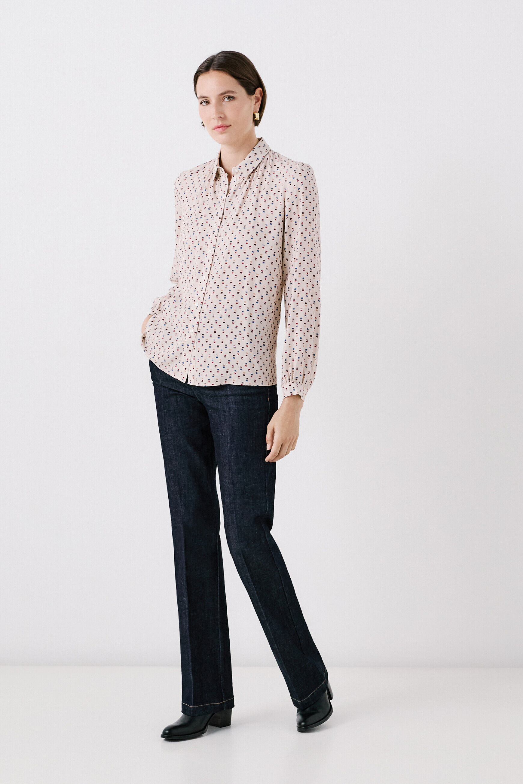 Chemises Femme en coton et velours imprimee et unie Caroll