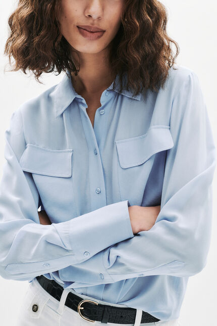 Chemise Calyson 100% soie bleu ciel femme