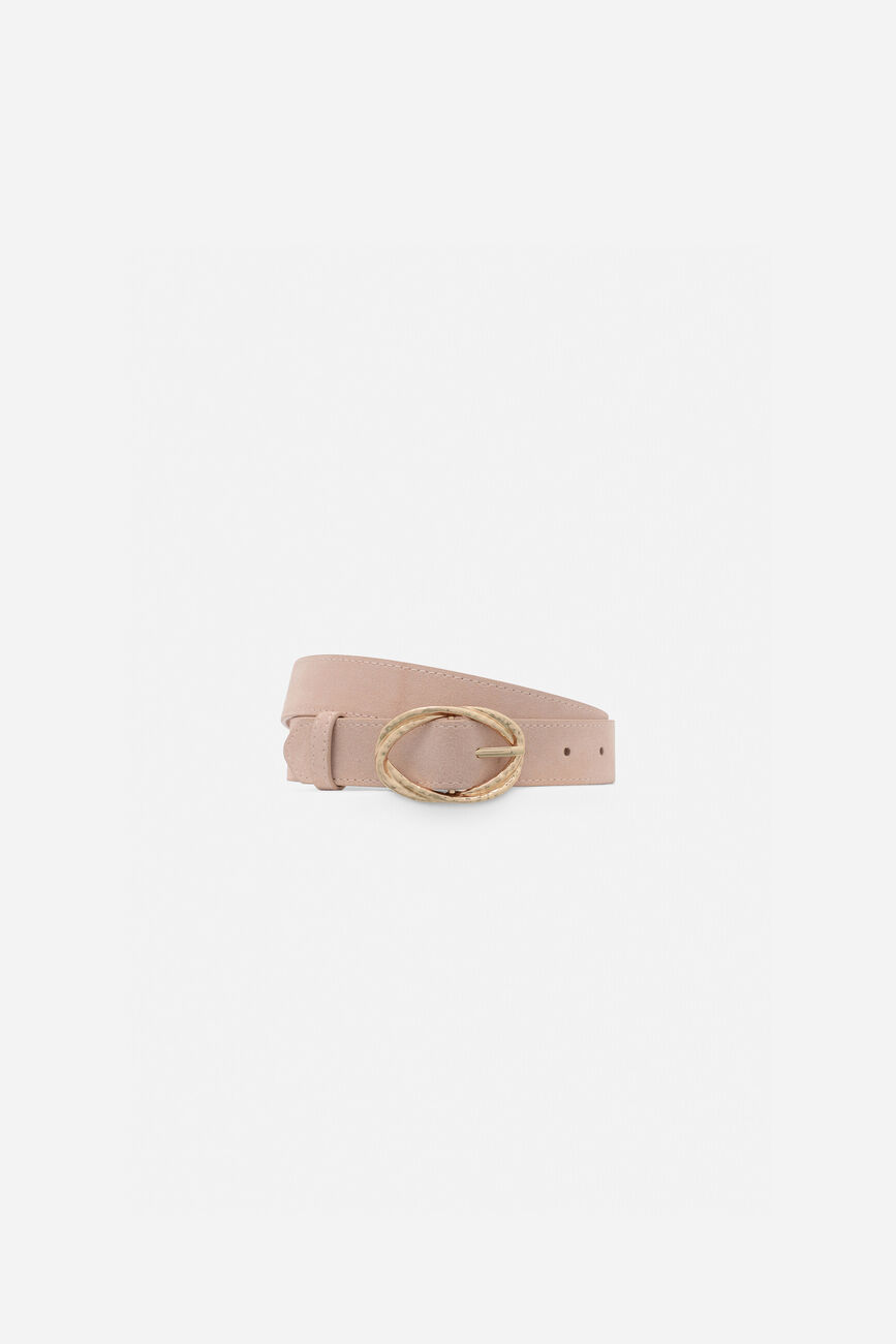 Fairy belt in split leather light pink woman