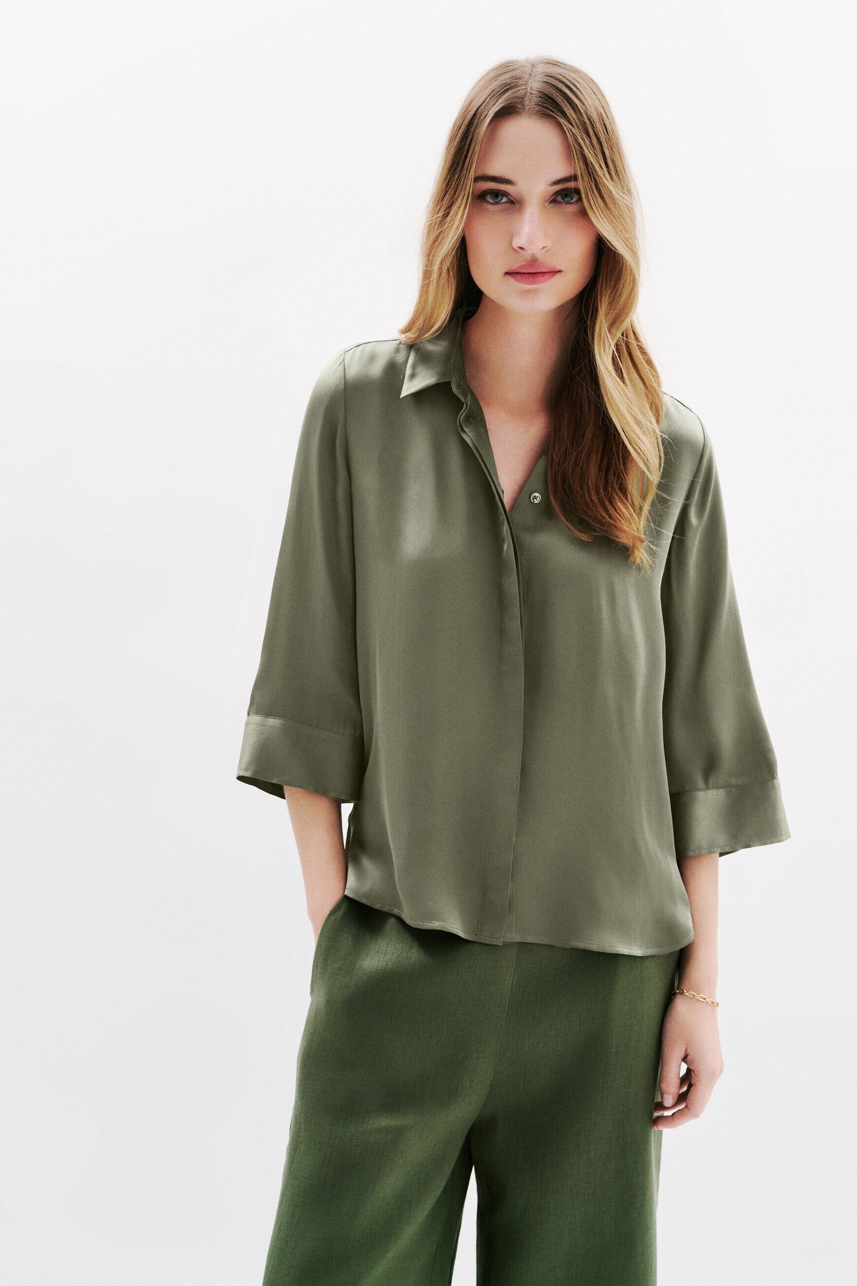 Chemise Cnina vert kaki femme