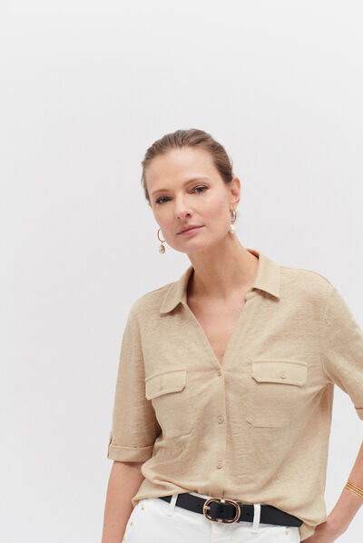 chemise estela 100% lin beige femme