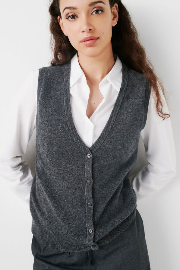 gilet milou gris fonce femme Gilet milou gris foncé femme