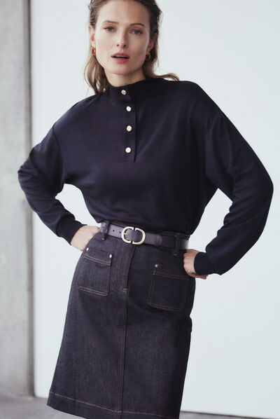 jupe enora denim double stone femme
